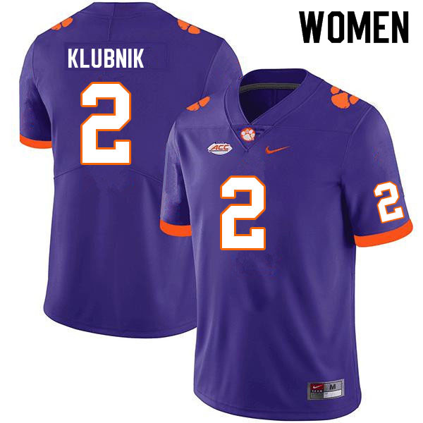 Women #2 Cade Klubnik Clemson Tigers College Football Jerseys Sale-Purple
